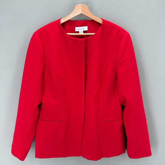 ALIGNE Daphne Long Waisted‎ Red Blazer Womens 14 Academia Office Capsule Luxury - Picture 10 of 10